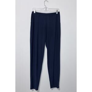 Clara Sunwoo Signature Wide Leg Womens Pants S Navy Pockets Elastic Waist